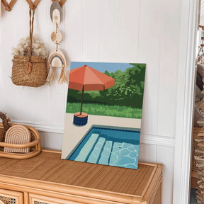 Malen nach Zahlen - 6 Mini-Gemälde | Schwimmbad Echo-Set