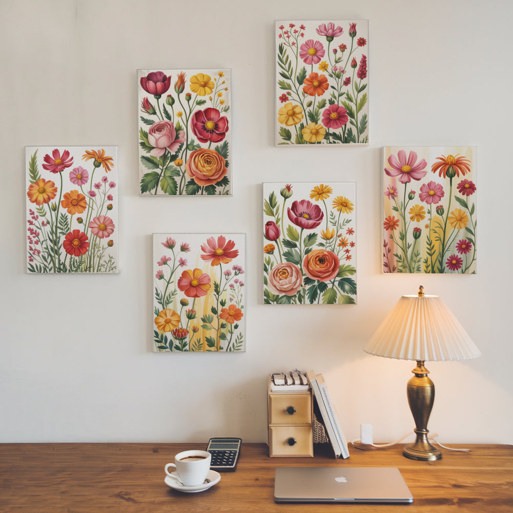 Malen nach Zahlen - 6 Mini-Gemälde | Botanische Harmonie-Set