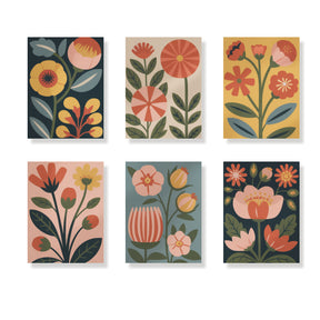 Malen nach Zahlen - 6 Mini-Gemälde | Retro-Garten-Set
