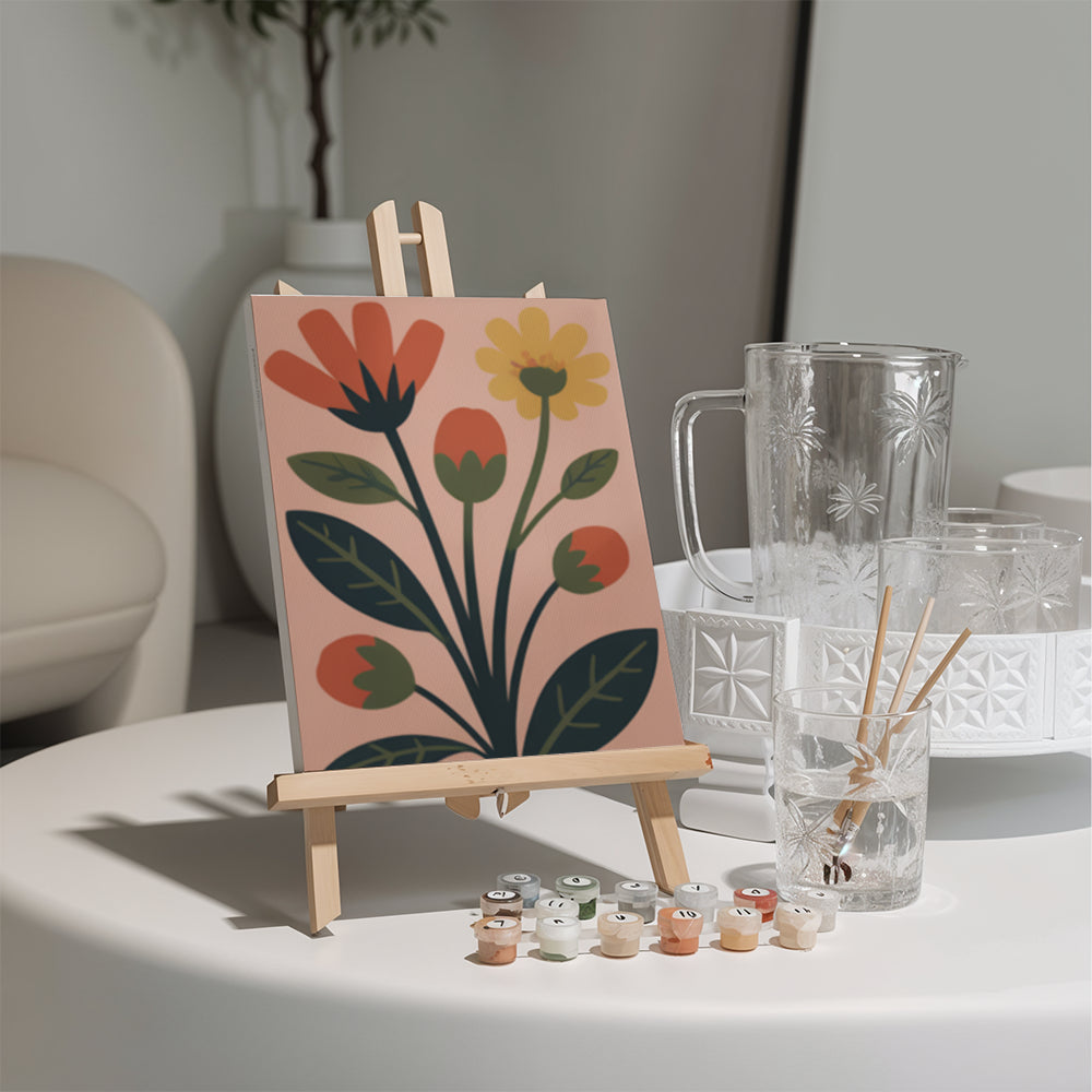 Malen nach Zahlen - 6 Mini-Gemälde | Retro-Garten-Set