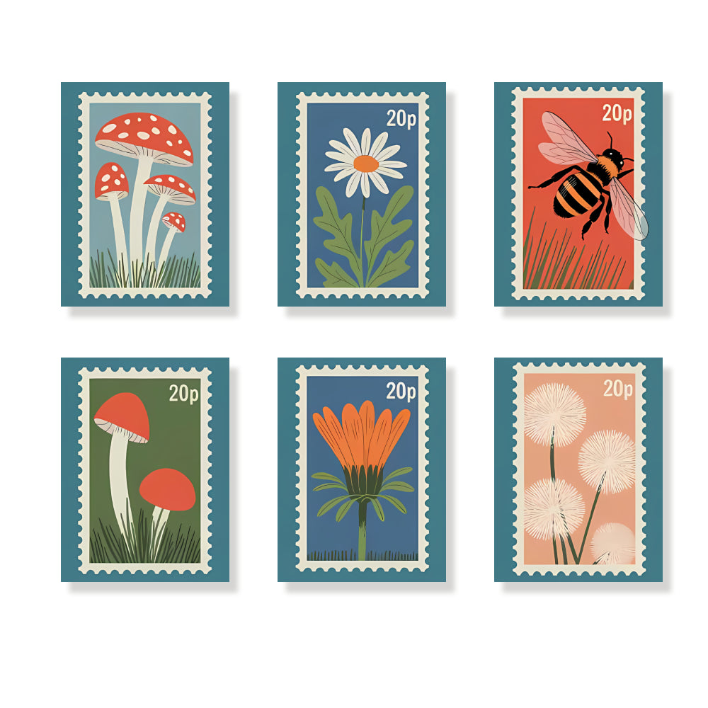 Malen nach Zahlen - 6 Mini-Gemälde | Vintage-Naturdrucke-Set