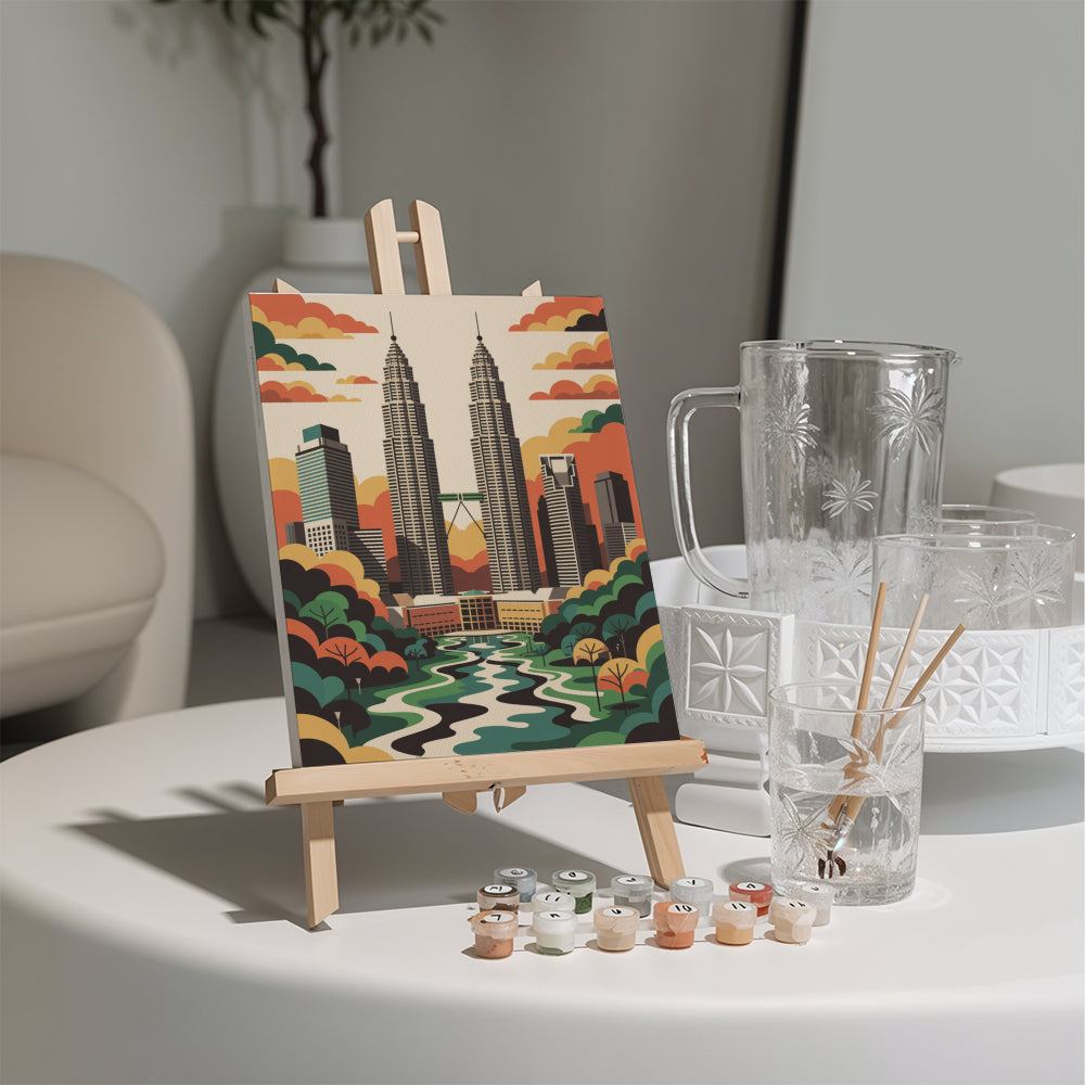 Malen nach Zahlen - 6 Mini-Gemälde | Weltwunder mit Stil-Set