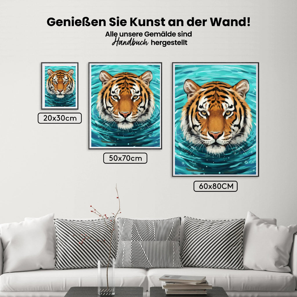 Malen nach Zahlen - Tiger im Wasser