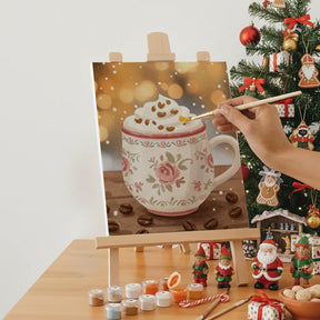 Malen nach Zahlen - 6 Mini-Gemälde | Mini-Becher mit heißer Schokolade