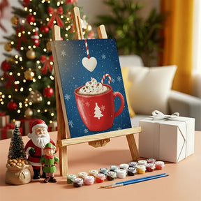 Malen nach Zahlen - 6 Mini-Gemälde | Mini-Becher mit heißer Schokolade