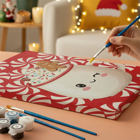 Malen nach Zahlen - 6 Mini-Gemälde | Mini-Becher mit heißer Schokolade