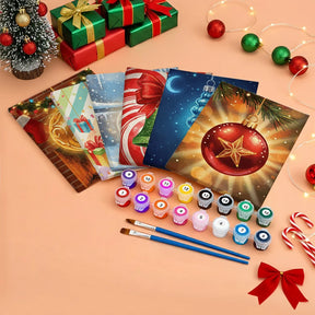 Malen nach Zahlen - 6 Mini-Gemälde | Mini-Ornament Leuchten