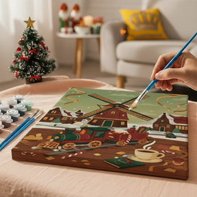 Malen nach Zahlen - 6 Mini-Gemälde | Mini-Spielzeugeisenbahn