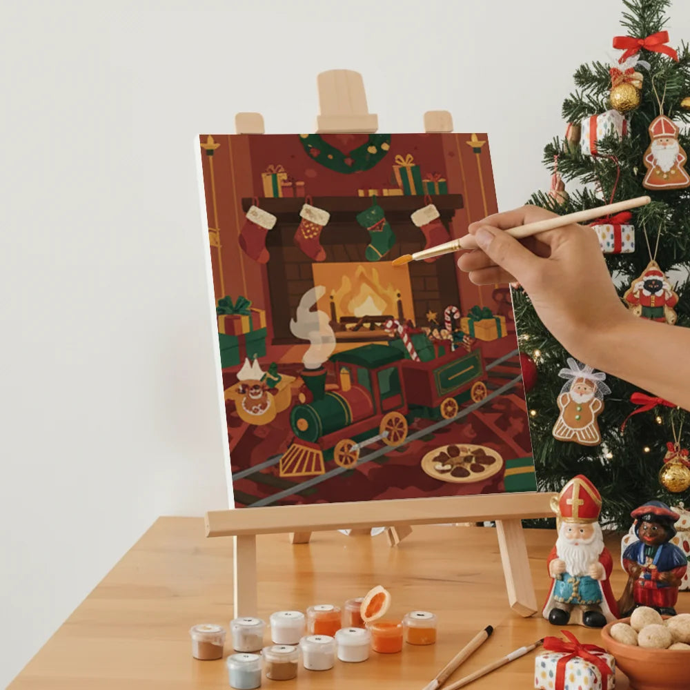 Malen nach Zahlen - 6 Mini-Gemälde | Mini-Spielzeugeisenbahn