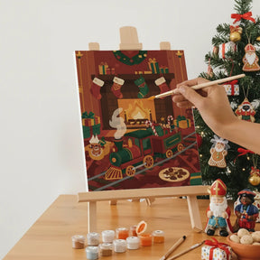 Malen nach Zahlen - 6 Mini-Gemälde | Mini-Spielzeugeisenbahn