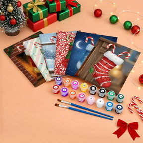 Malen nach Zahlen - 6 Mini-Gemälde | Mini-Strumpf mit Zuckerstange