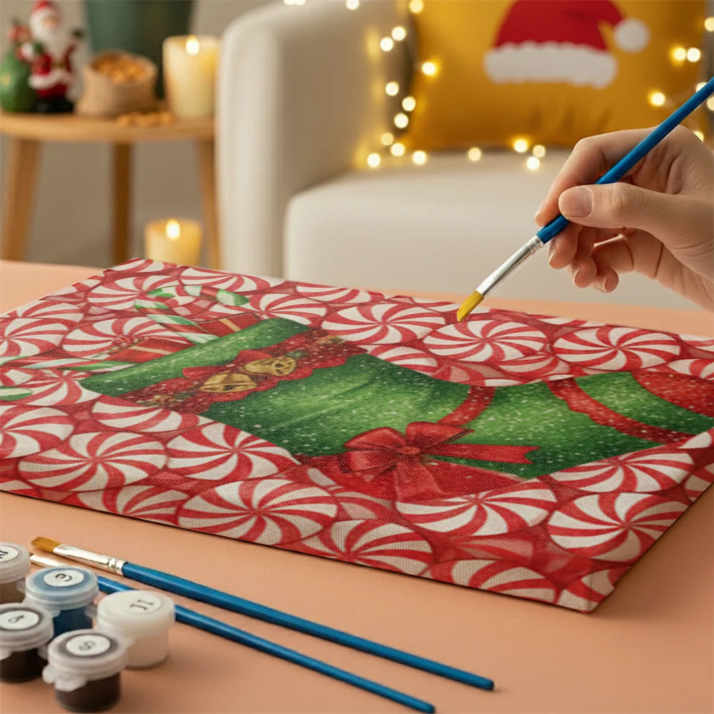 Malen nach Zahlen - 6 Mini-Gemälde | Mini-Strumpf mit Zuckerstange