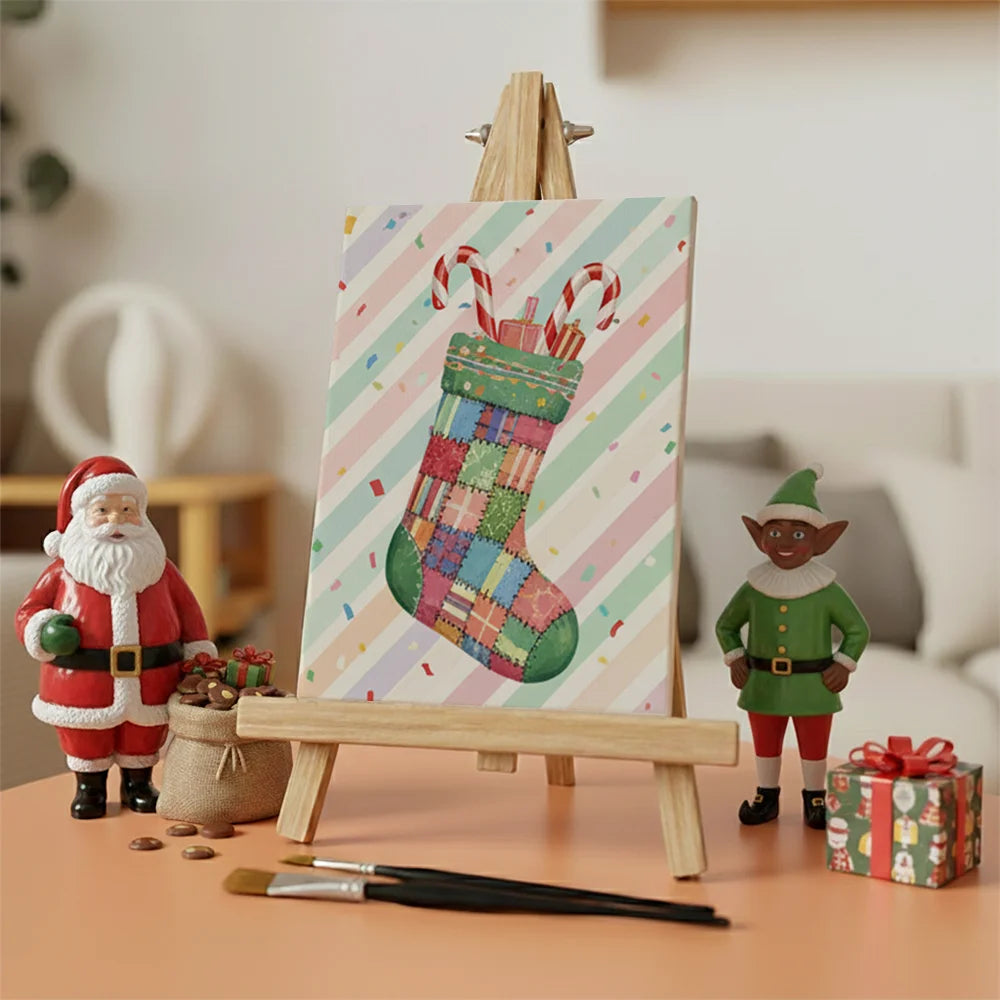 Malen nach Zahlen - 6 Mini-Gemälde | Mini-Strumpf mit Zuckerstange