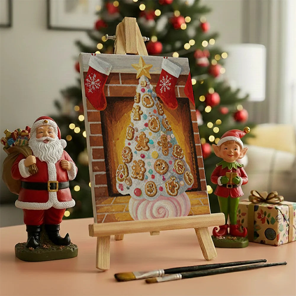 Malen nach Zahlen - 6 Mini-Gemälde | Mini-Weihnachtsbaum Glanz