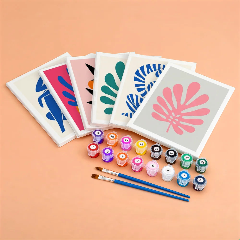 Malen nach Zahlen - 6 Mini-Gemälde | Moderner Matisse
