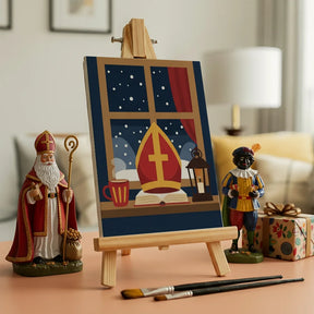 Malen nach Zahlen - 6 Mini-Gemälde | Nikolausmütze