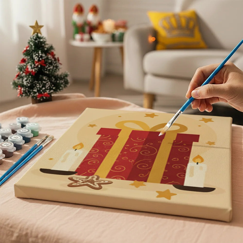 Malen nach Zahlen - 6 Mini-Gemälde | Nikolausmütze