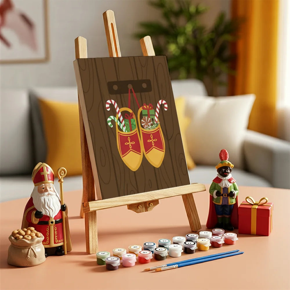 Malen nach Zahlen - 6 Mini-Gemälde | Nikolausmütze