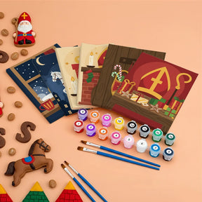 Malen nach Zahlen - 6 Mini-Gemälde | Nikolausmütze