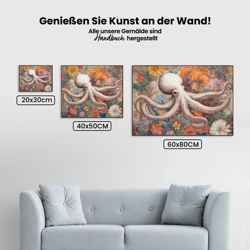 Malen nach Zahlen – Oktopus in einem Blumengarten