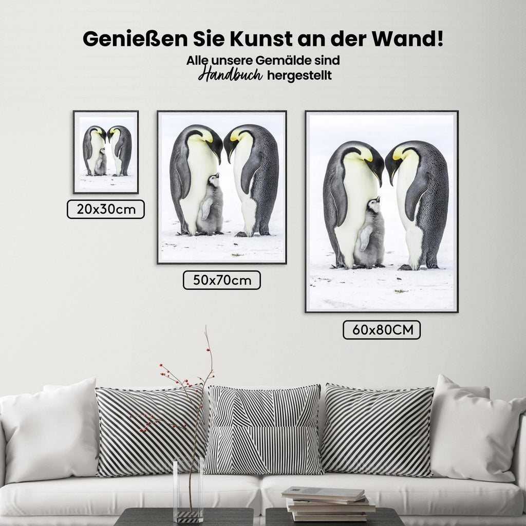 Pinguin Mit Jungen - Malen nach Zahlen