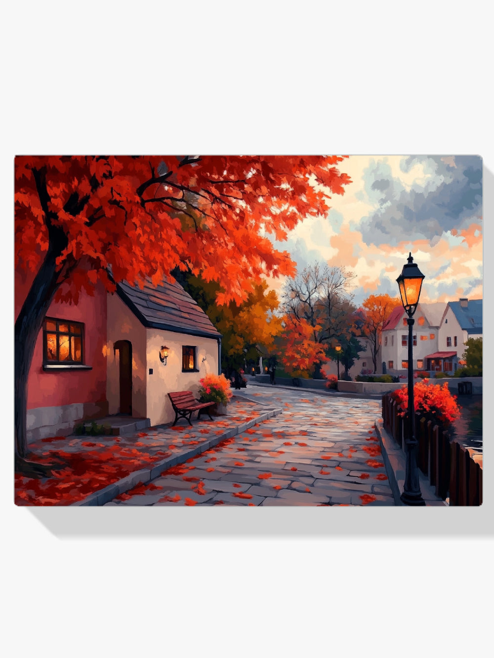 Malen nach Zahlen – Herbststraße bei Sonnenuntergang