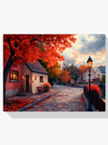 Malen nach Zahlen – Herbststraße bei Sonnenuntergang