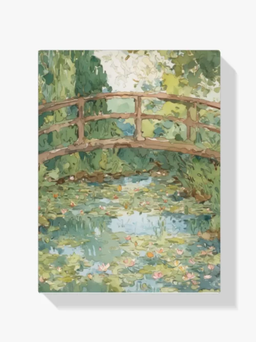 Malen nach Zahlen – Garden bridge over water lilies