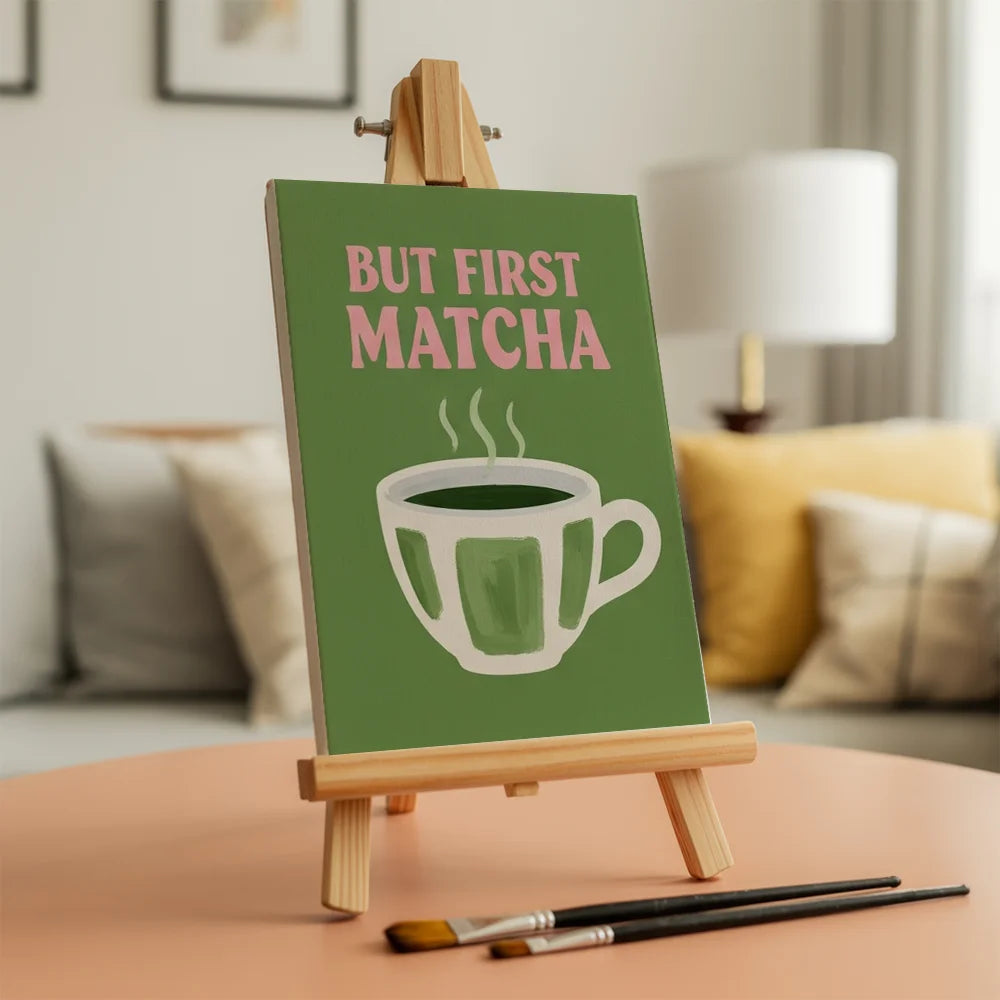 Malen nach Zahlen - 6 Mini-Gemälde | Schlürfen & Ruhen Matcha Edition