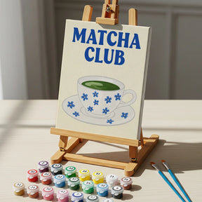 Malen nach Zahlen - 6 Mini-Gemälde | Schlürfen & Ruhen Matcha Edition