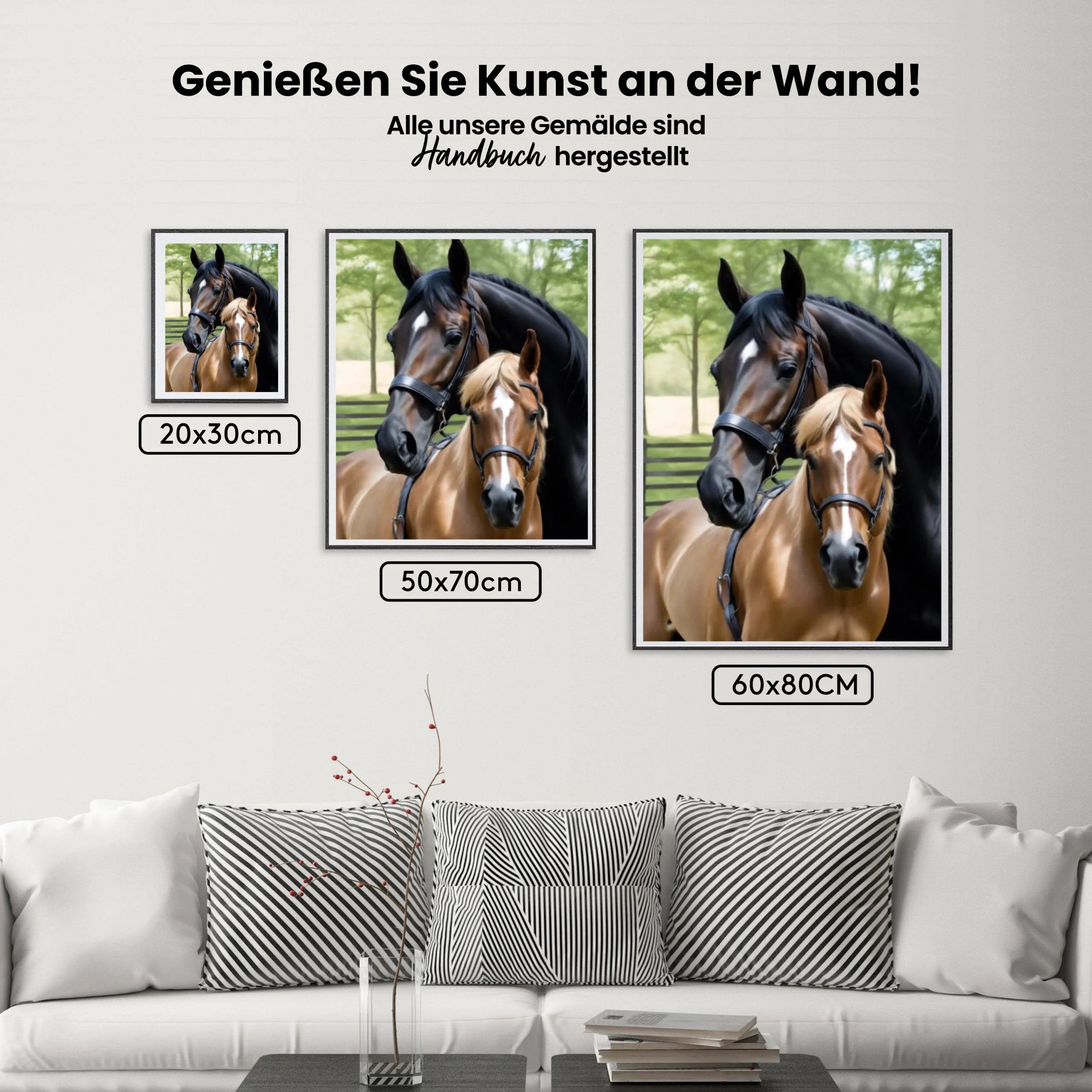 Schwarzes und braunes Pferd - Malen nach Zahlen