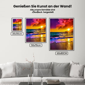 Sonnenuntergang Brandung Strand Meer - Malen nach Zahlen