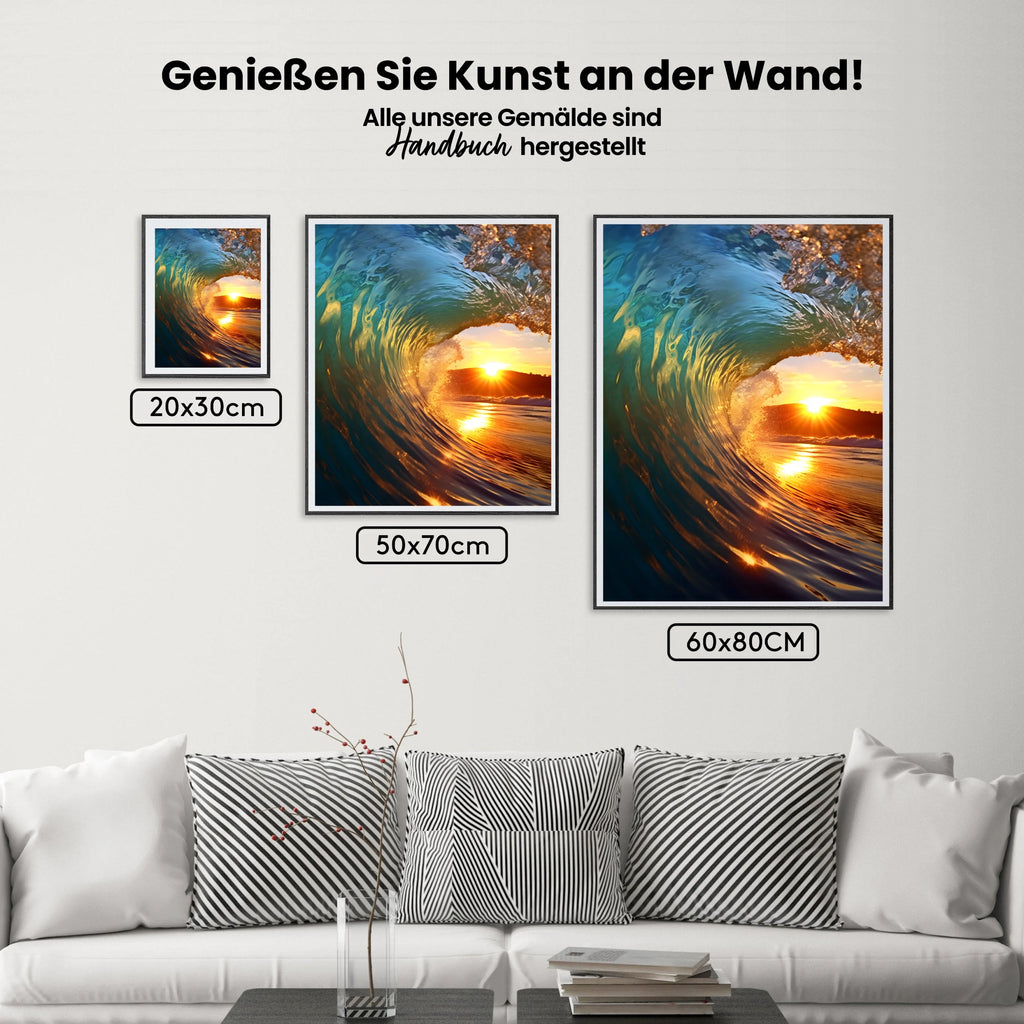 Sonnenuntergang in der Welle - Malen nach Zahlen
