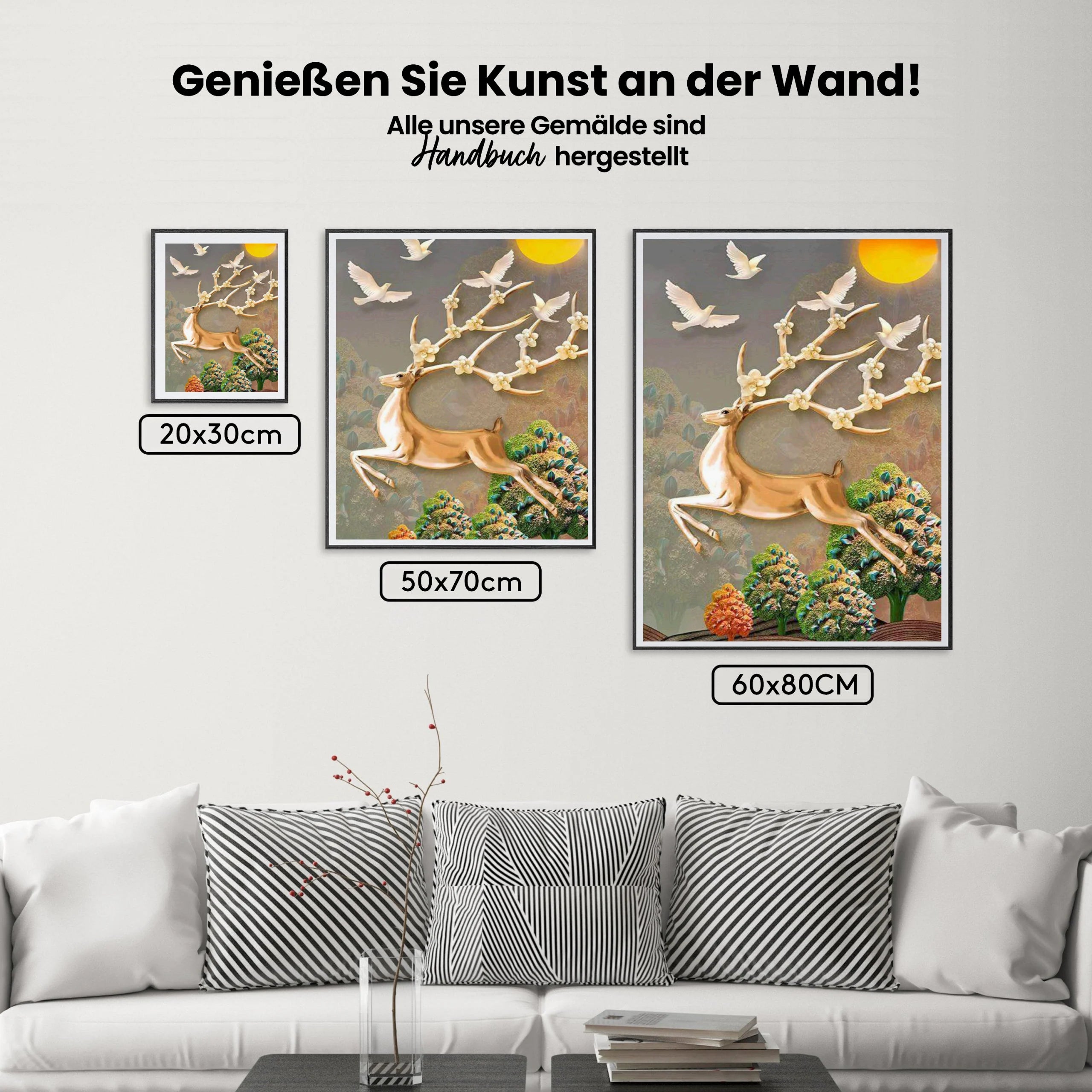 Springender Hirsch | Großformat - Malen nach Zahlen