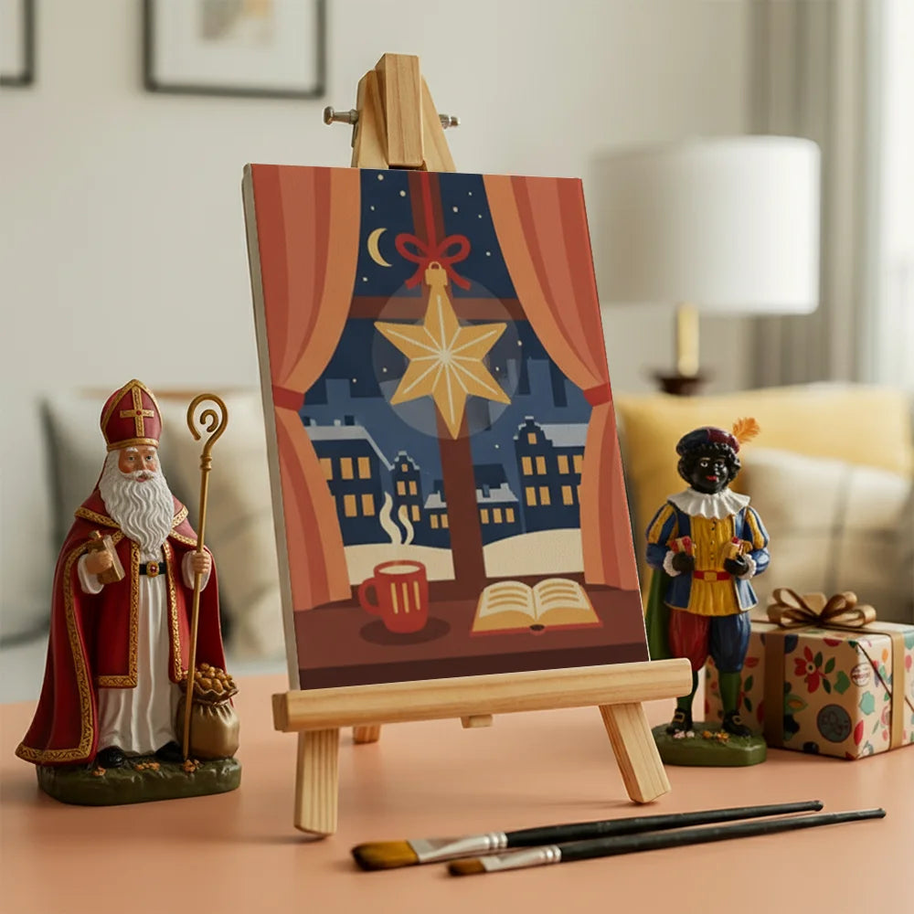 Malen nach Zahlen - 6 Mini-Gemälde | Stern-Dekoration