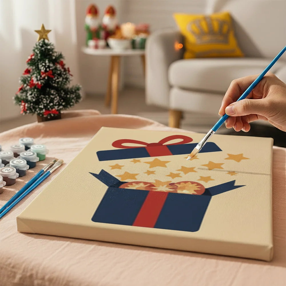 Malen nach Zahlen - 6 Mini-Gemälde | Stern-Dekoration