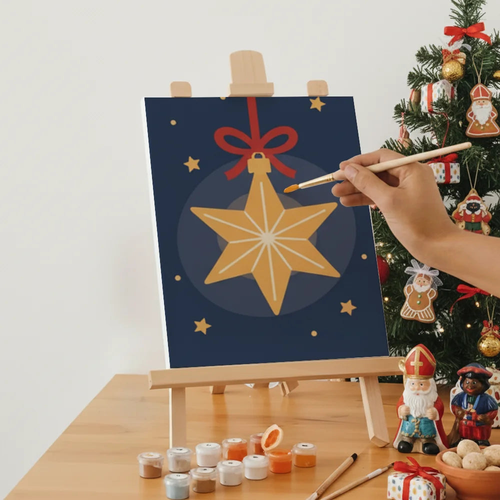 Malen nach Zahlen - 6 Mini-Gemälde | Stern-Dekoration