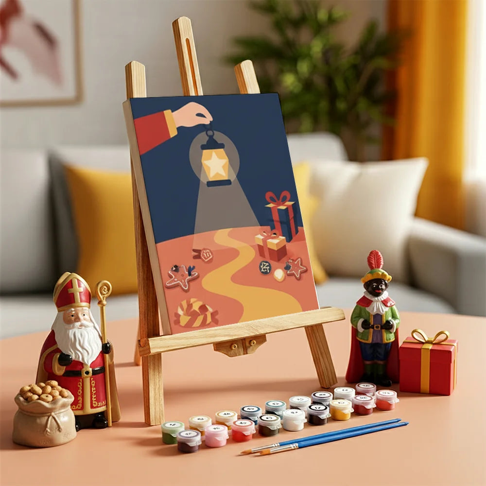 Malen nach Zahlen - 6 Mini-Gemälde | Stern-Dekoration