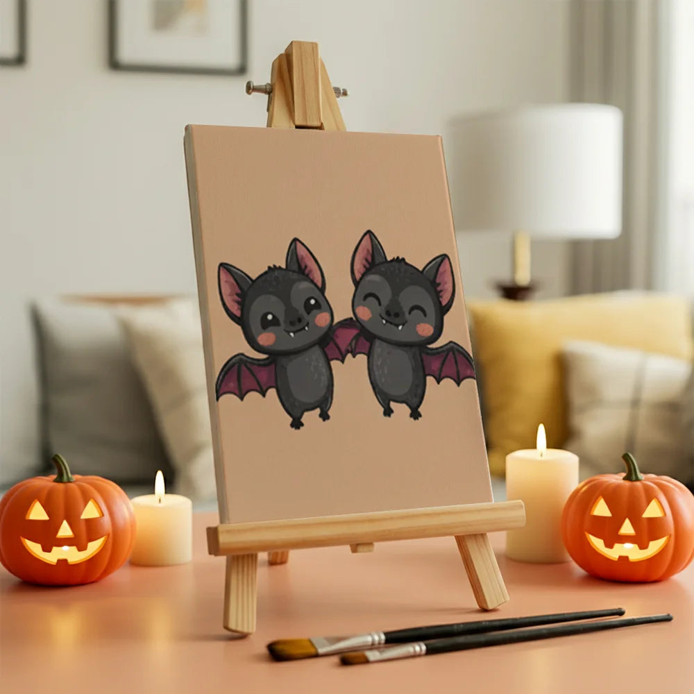 Malen nach Zahlen - 6 Mini-Gemälde | Süße Vampirfledermaus