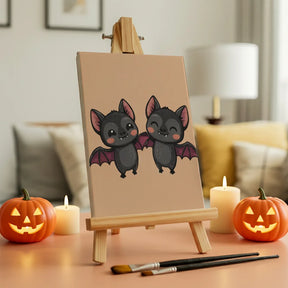 Malen nach Zahlen - 6 Mini-Gemälde | Süße Vampirfledermaus