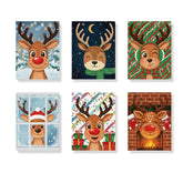 Malen nach Zahlen - 6 Mini-Gemälde | Süßes Rentiergesicht