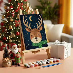 Malen nach Zahlen - 6 Mini-Gemälde | Süßes Rentiergesicht