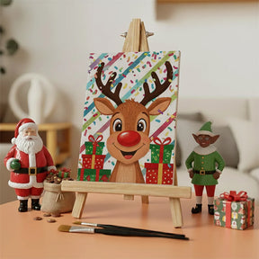 Malen nach Zahlen - 6 Mini-Gemälde | Süßes Rentiergesicht