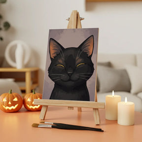 Malen nach Zahlen - 6 Mini-Gemälde | Süßes schwarzes Katzen-Gesicht