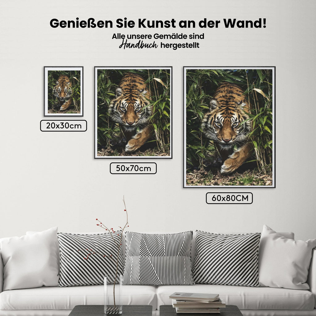 Tiger im hohen Gras - Malen nach Zahlen