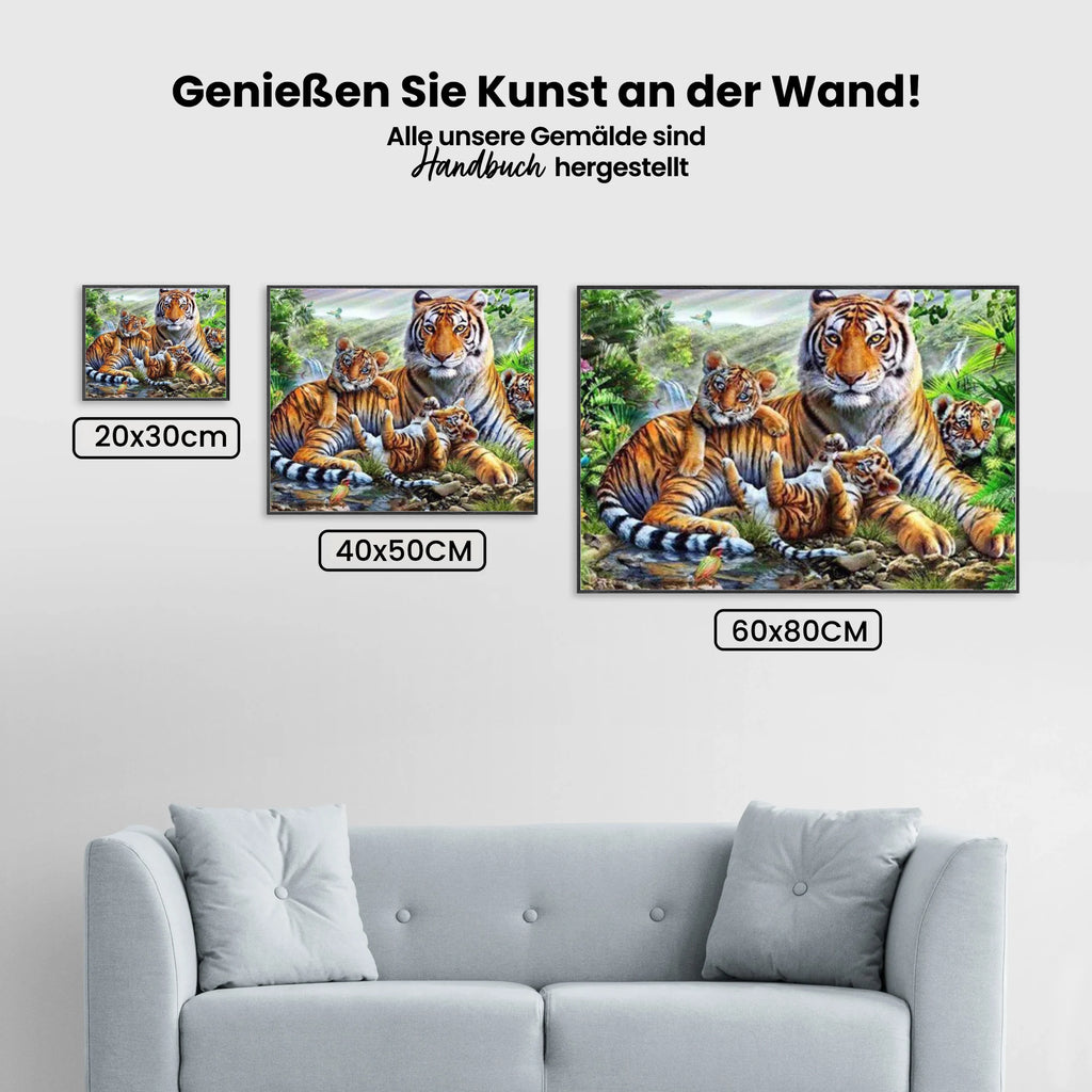 Tiger mit Junges - Malen nach Zahlen