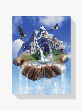 Wasserfall In Der Hand - Malen nach Zahlen