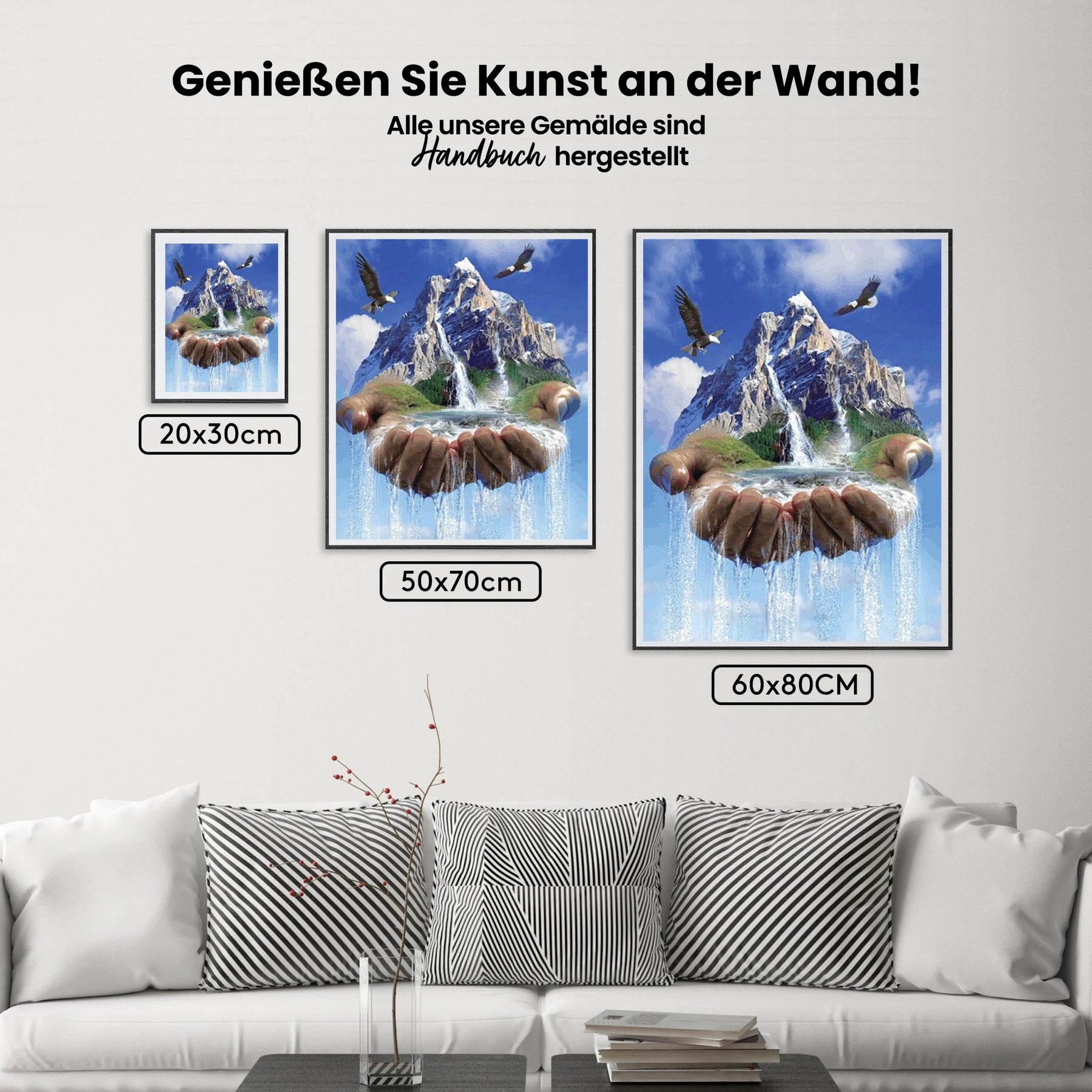 Wasserfall In Der Hand - Malen nach Zahlen