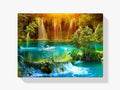 Wasserfall mit Schwänen - Malen nach Zahlen