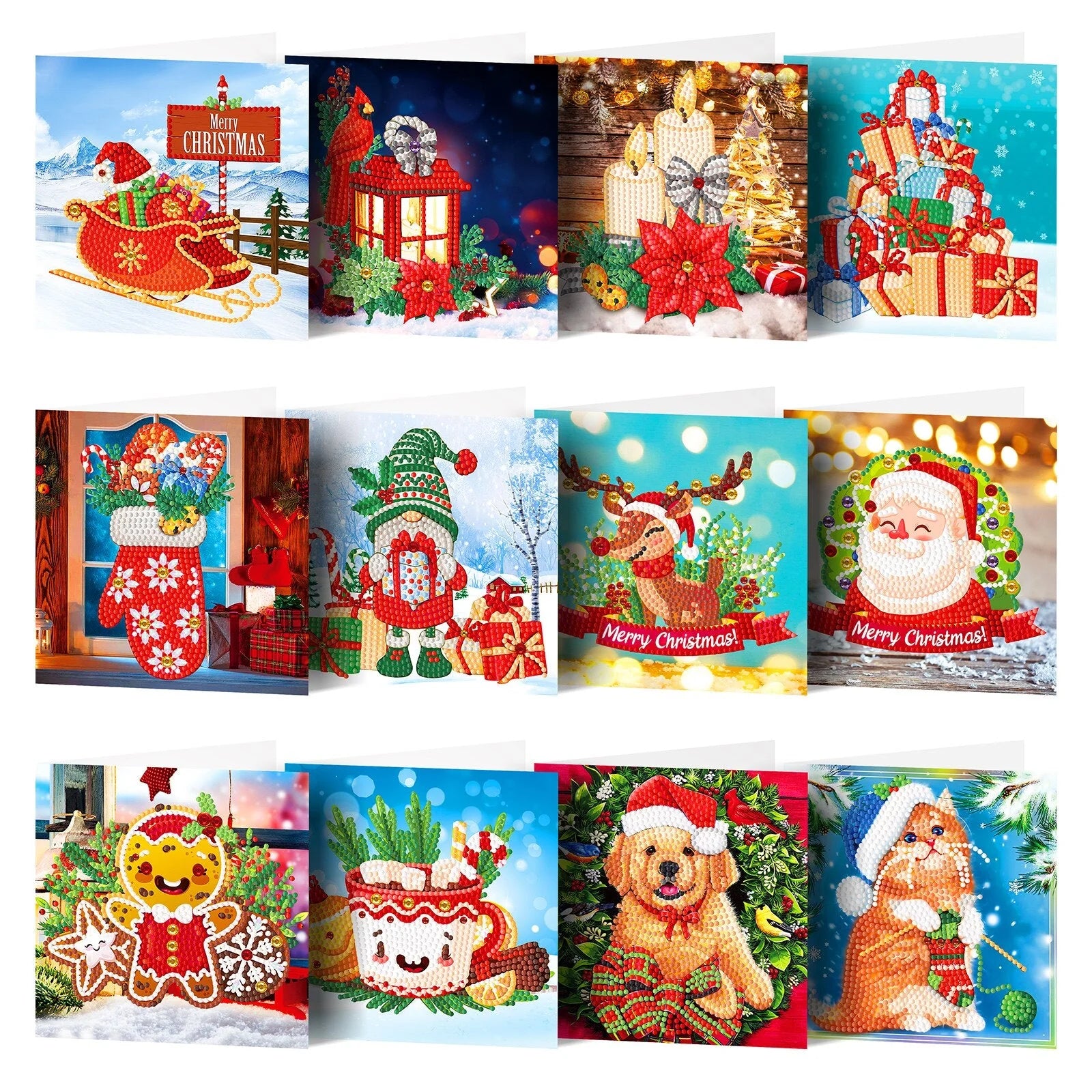 Weihnachtskarten | 12 Stück - Malen nach Zahlen